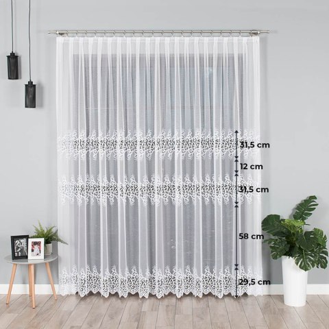 Firanka biała z aplikacją na markizecie 122391/433/001/250000/1