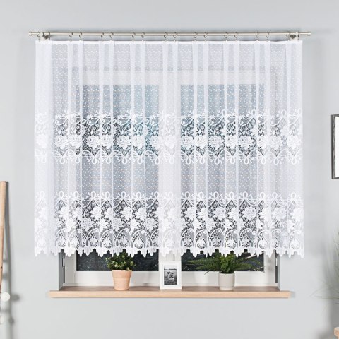 Firanka żakardowa na metry 017480 wysokość 140 cm kolor biały