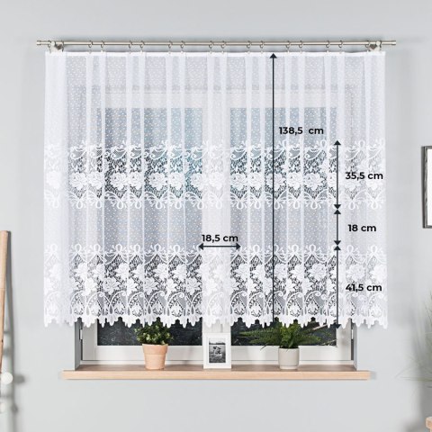 Firanka żakardowa na metry 017480 wysokość 140 cm kolor biały