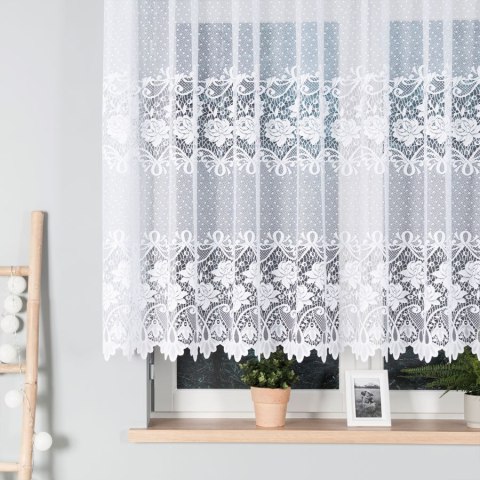 Firanka żakardowa na metry 017480 wysokość 140 cm kolor biały