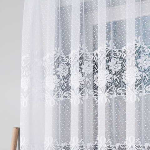 Firanka żakardowa na metry 017480 wysokość 140 cm kolor biały