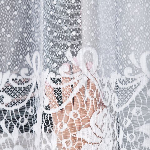 Firanka żakardowa na metry 017480 wysokość 140 cm kolor biały