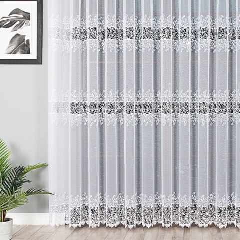 Firanka biała z aplikacją na markizecie pasowa 082492/433/001/250000/1