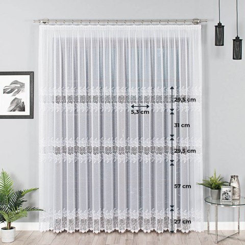 Firanka biała z aplikacją na markizecie pasowa 082492/433/001/250000/1