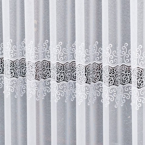 Firanka biała z aplikacją na markizecie pasowa 082492/433/001/250000/1