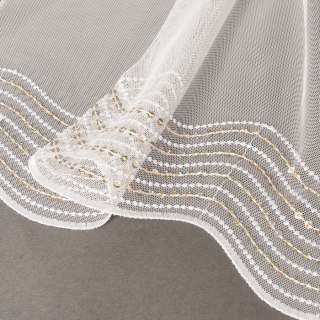 MERIDA Firanka haftowana z samym dołem, 280cm, kolor 002 biały ze złotymi cekinami 034143/885/002/280000/1