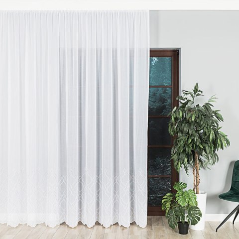 Firanka haftowana ze wzorem na samym dole, wysokość 280cm, kolor 020 biały z szarym 034398/955/020/280000/1