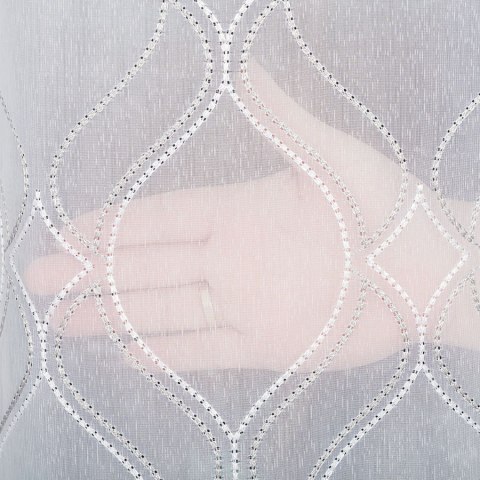 Firanka haftowana ze wzorem na samym dole, wysokość 280cm, kolor 020 biały z szarym 034398/955/020/280000/1