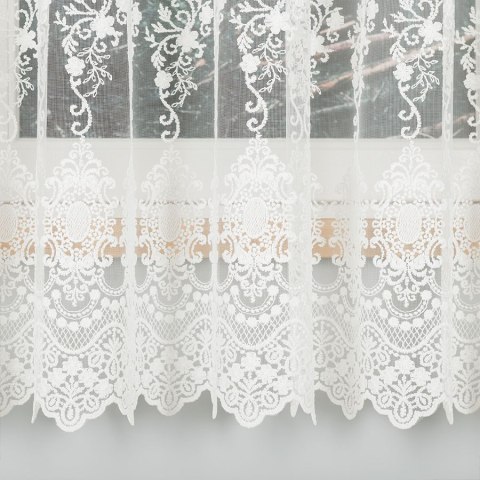 Firanka haftowana ze wzorem na samym dole, wysokość 180cm, kolor A12 kremowy 121377/BIS/A12/180000/1