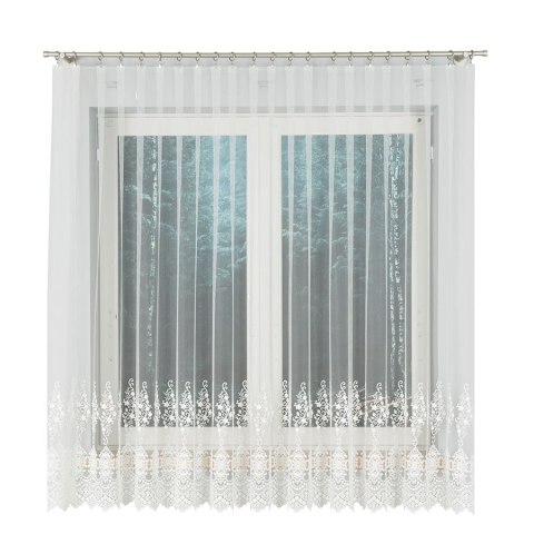 Firanka haftowana ze wzorem na samym dole, wysokość 180cm, kolor A12 kremowy 121377/BIS/A12/180000/1