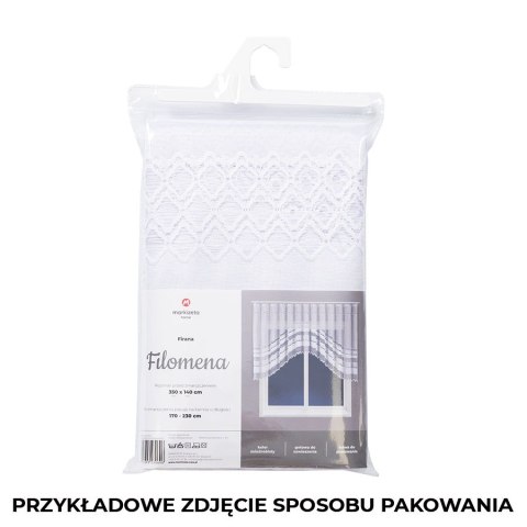 FILOMENA Firanka żakardowa gotowa, szerokość 350 x wysokość 140cm, kolor 001 biały 018669/000/001/140350/1