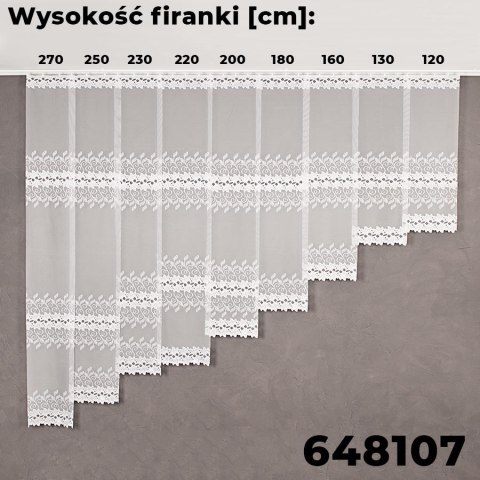 Firanka żakardowa 648107 wysokość 230 cm kolor biały