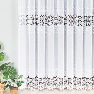 Firanka z aplikacją na markizecie ze wzorem pasowym, wysokość 250cm, kolor 003 biały 007849/433/003/250000/1
