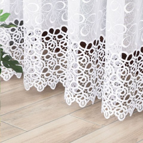 Firanka z aplikacją na markizecie ze wzorem pasowym, wysokość 250cm, kolor 003 biały 007849/433/003/250000/1