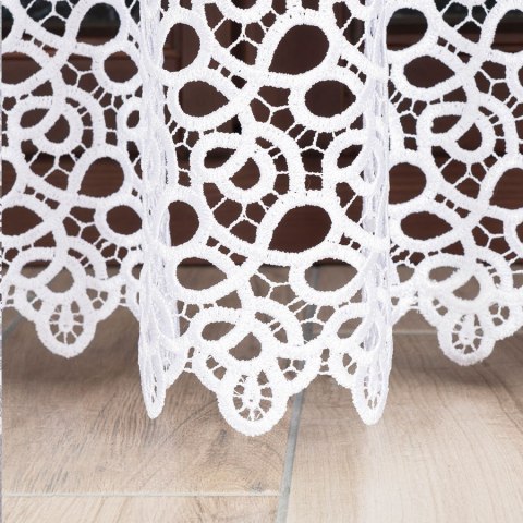 Firanka z aplikacją na markizecie ze wzorem pasowym, wysokość 250cm, kolor 003 biały 007849/433/003/250000/1