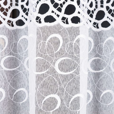 Firanka z aplikacją na markizecie ze wzorem pasowym, wysokość 250cm, kolor 003 biały 007849/433/003/250000/1