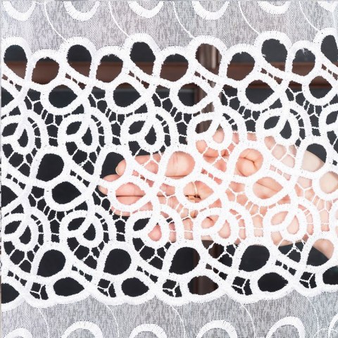 Firanka z aplikacją na markizecie ze wzorem pasowym, wysokość 250cm, kolor 003 biały 007849/433/003/250000/1