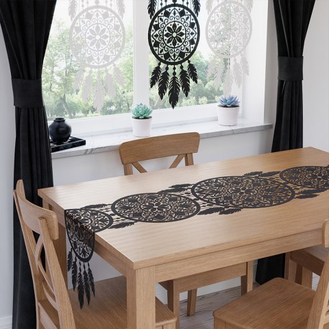 ALIA Bieżnik żakardowy gotowy, łapacz snów, szerokość 44 x wysokość 224cm, kolor 003 czarny 001390/KSZ/003/044224/1