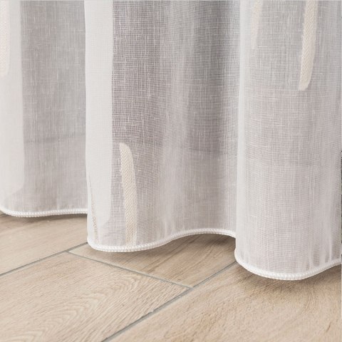 Firanka fantazyjna ze wzorem po całości z ołowianką, wysokość 320cm, kolor 018 biały z beżowym 027410/OLO/018/000320/1