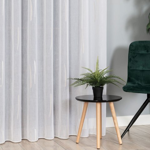 Firanka fantazyjna ze wzorem po całości z ołowianką, wysokość 320cm, kolor 018 biały z beżowym 027410/OLO/018/000320/1