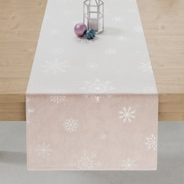 ŚNIEŻKI Bieżnik wodoodporny VELVET, 40x140cm, kolor 030 pudrowy różowy ze srebrnym zdobieniem TBN001/KSP/030/040140/1