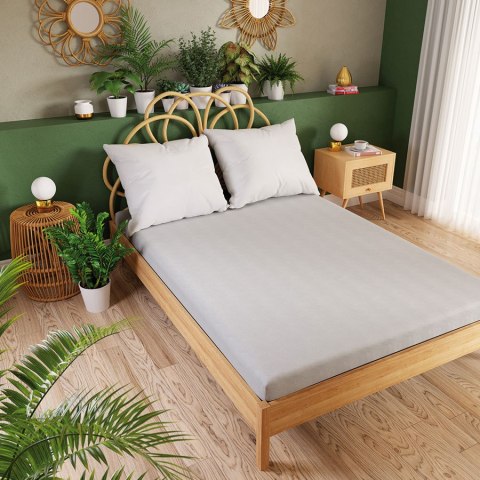 DREAMY PREMIUM Prześcieradło jersey z gumką, szerokość 120 x wysokość 200cm, kolor 002 jasny szary 100033/JEG/002/120200/1