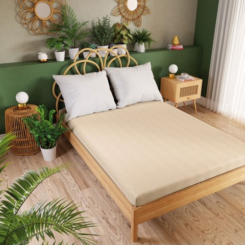 DREAMY PREMIUM Prześcieradło jersey z gumką, szerokość 180 x wysokość 200cm, kolor 005 beżowy 100033/JEG/005/180200/1