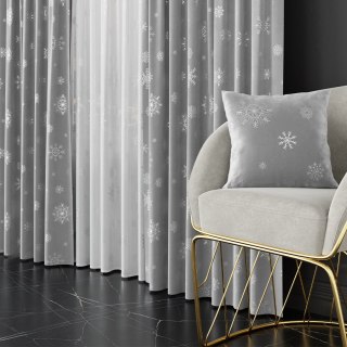 ŚNIEŻKI Tkanina dekoracyjna wodoodporna VELVET, szerokość 145cm, kolor 067 jasny szary ze srebrnym zdobieniem TBN001/TDP/067/145