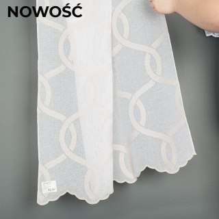 Firanka haftowana ze wzorem na samym dole, wysokość 280cm, kolor 005 biały ze starym złotem 343930/750/005/000280/1