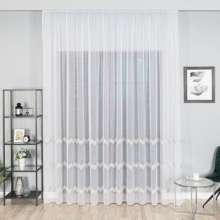 Firanka haftowana z ołowianką na metry 112750 wysokość 280 cm kolor biały z szarym i srebrnym
