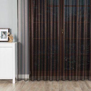 Firanka fantazyjna z ołowianką, wysokość 305cm, kolor 019 czarny z miedzianą nitką 001513/OLO/019/000305/1