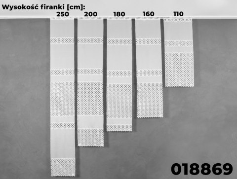 Firanka żakardowa 018869 wysokość 180 cm kolor biały