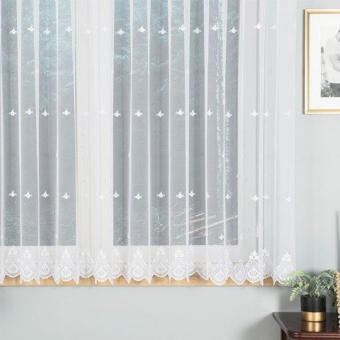 Firanka haftowana z wzorem po całości, wysokość 160cm, kolor 001 biały 024489/020/001/000160/1