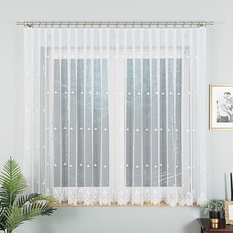 Firanka haftowana z wzorem po całości, wysokość 160cm, kolor 001 biały 024489/020/001/000160/1