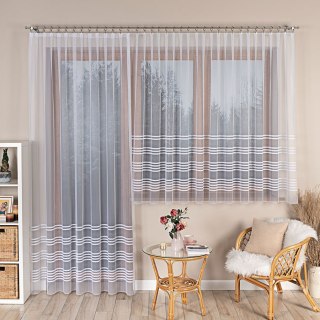 KALINA Firanka żakardowa gotowa, szerokość 200 x wysokość 250cm, kolor 003 biały ze srebrnym lurexem 000382/FBP/003/200250/1