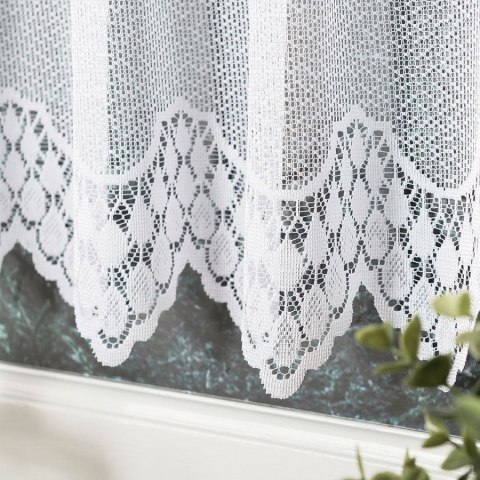 VIOLETTA Zazdrostka żakardowa ze wzorem pasowym, wysokość 30cm, kolor 001 biały 001539/BLY/001/000030/1