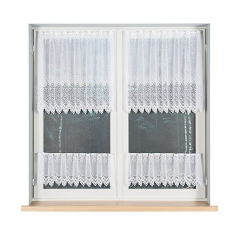 VIOLETTA Zazdrostka żakardowa ze wzorem pasowym, wysokość 30cm, kolor 001 biały 001539/BLY/001/000030/1