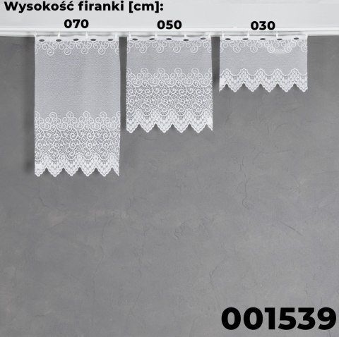 VIOLETTA Zazdrostka żakardowa ze wzorem pasowym, wysokość 30cm, kolor 001 biały 001539/BLY/001/000030/1