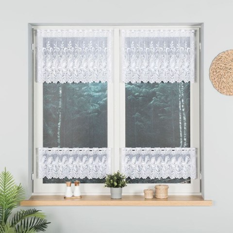 Zazdrostka żakardowa ze wzorem pasowym, wysokość 30cm, kolor 001 biały 018227/000/001/000030/1