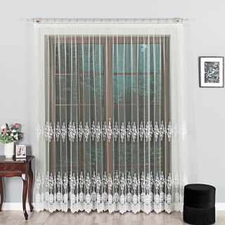 Firanka haftowana ze wzorem pasowym, wysokość 250cm, kolor 012 kremowy 121377/BIS/012/000250/1