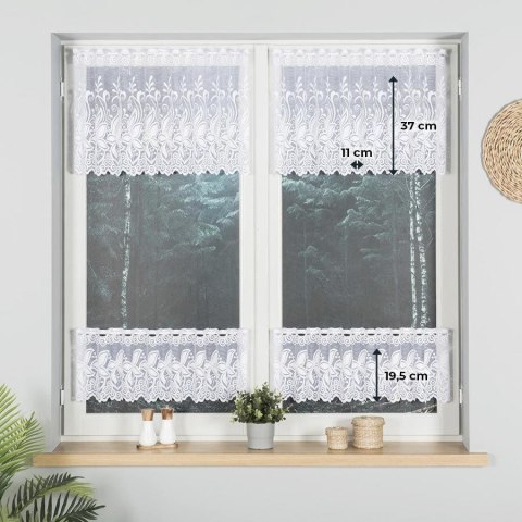 Zazdrostka żakardowa ze wzorem pasowym, wysokość 30cm, kolor 001 biały 018227/000/001/000030/1