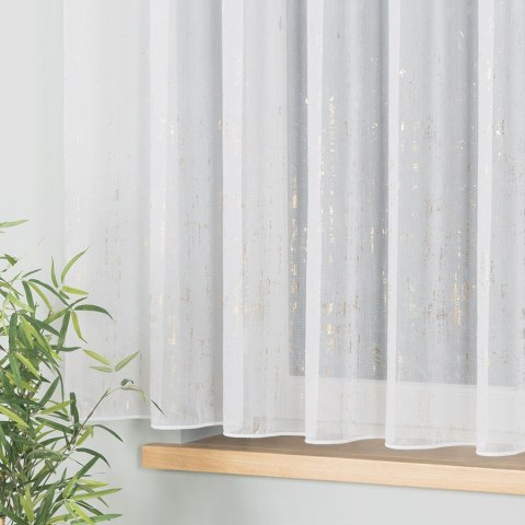 Firanka fantazyjna ze wzorem na samym dole z ołowianką, wysokość 155cm, kolor 001 biały ze złotym zdobieniem 318093/OLO/001/0001