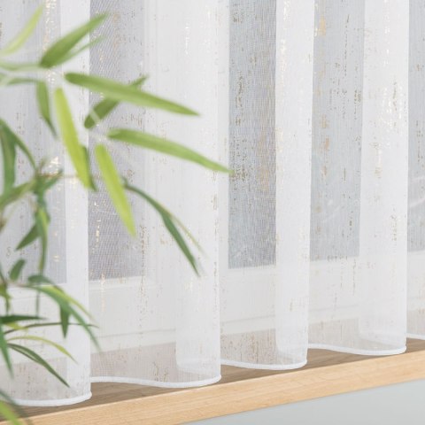 Firanka fantazyjna ze wzorem na samym dole z ołowianką, wysokość 155cm, kolor 001 biały ze złotym zdobieniem 318093/OLO/001/0001