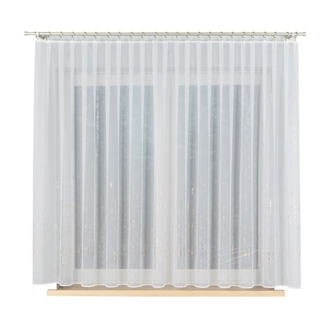 Firanka fantazyjna ze wzorem na samym dole z ołowianką, wysokość 155cm, kolor 001 biały ze złotym zdobieniem 318093/OLO/001/0001