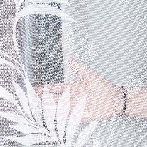 KAJA Firanka żakardowa odpasowana ze wzorem po całości, szerokość 250 x wysokość 100cm, kolor 001 biały 018920/FOL/001/000101/1