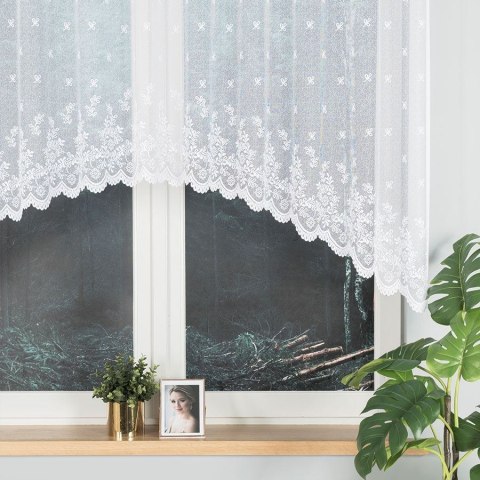 GOTOWA Firanka żakardowa odpasowana ze wzorem po całości KAROLINA 250x120cm kolor biały