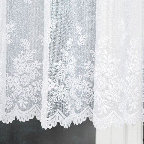 GOTOWA Firanka żakardowa odpasowana ze wzorem po całości KAROLINA 250x120cm kolor biały