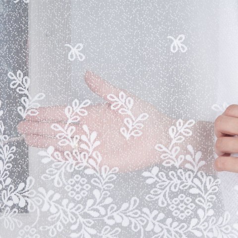 GOTOWA Firanka żakardowa odpasowana ze wzorem po całości KAROLINA 250x120cm kolor biały