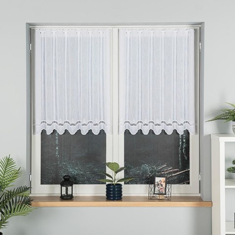 Zazdrostka haftowana panelowa ze wzorem na samym dole, wysokość 90cm, kolor 001 biały 044716/000/001/000090/1