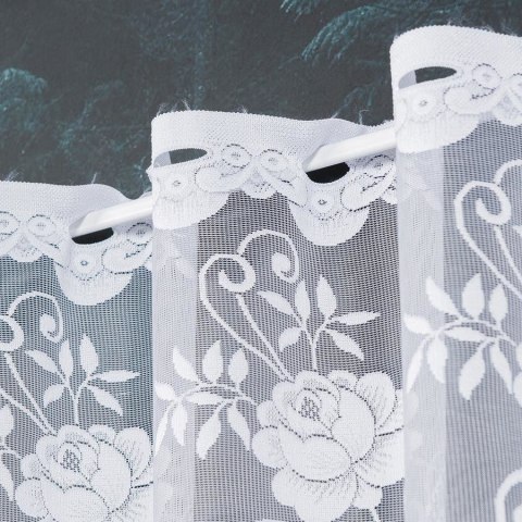 Zazdrostka żakardowa ze wzorem po całości, wysokość 70cm, kolor 001 biały 023006/000/001/000070/1